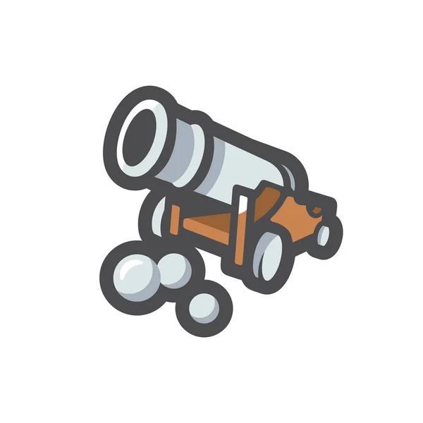 Cannon and Cores Vector icon Cartoon illustration. — 스톡 벡터