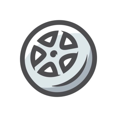 Otomobil tekeri basit Vektör simgesi Çizim Çizimi.