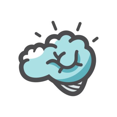 İnsan Beyin Fırtınası Vektör Simgesi Çizim Çizimi.