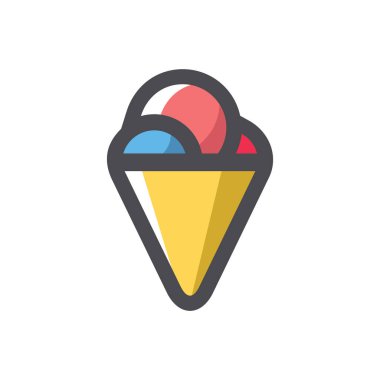 Dondurma Konisi Vektör Simgesi Çizim Çizimi
