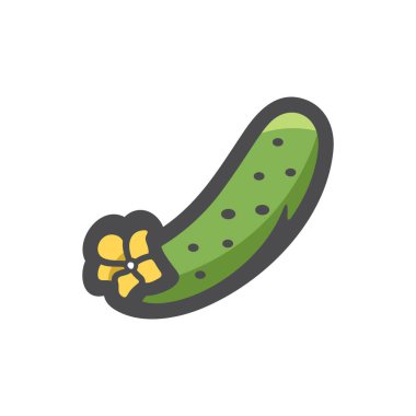 Çiçek Vektörü simgesiyle salatalık Çizgi Film illüstrasyonu.