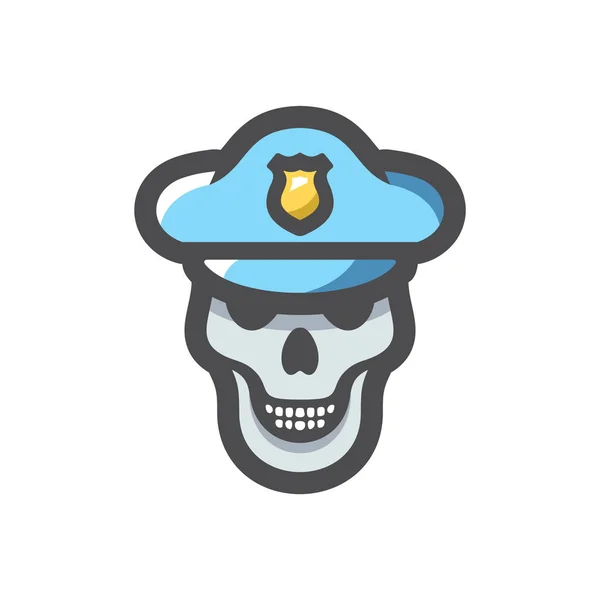 Totenkopf in Polizeimütze Vector icon Cartoon Illustration. — Stockvektor