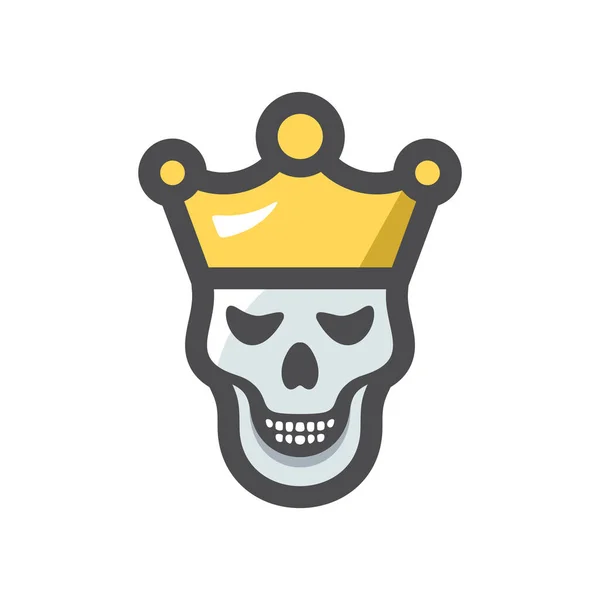 Cráneo Rey Corona Vector icono Ilustración de dibujos animados. — Vector de stock