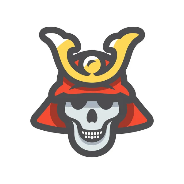 Casco samurai cráneo Icono vectorial Ilustración de dibujos animados. — Vector de stock