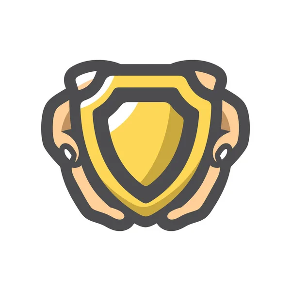 Protection Hands Security shield Vector icon Cartoon illustration. — Stockový vektor