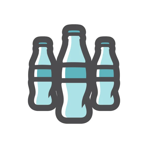 Tres botellas de vidrio icono vectorial ilustración de dibujos animados. — Vector de stock