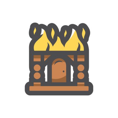 Ateş Vektörü simgesi Çizim Çizimlerindeki Ev