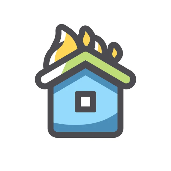 Home on Fire Vector ikon Tecknad illustration — Stock vektor