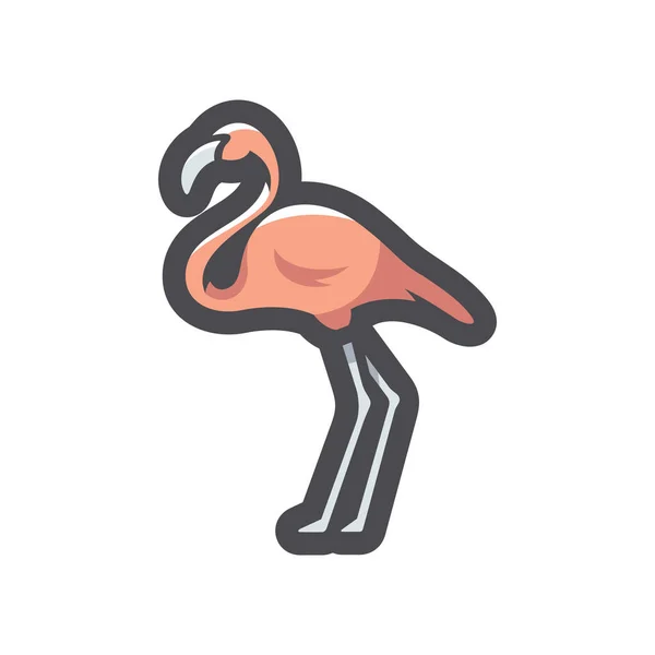 ピンクフラミンゴ鳥ベクトルアイコン漫画イラスト — ストックベクタ