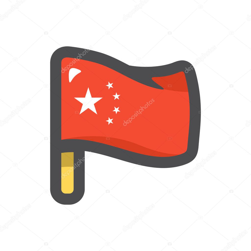 China red flag Vector icon Cartoon illustration