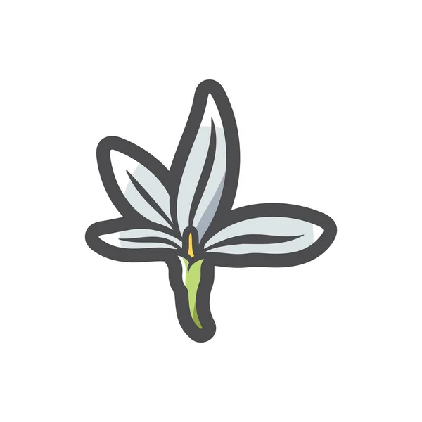 白い花のシンプルなベクトルアイコン漫画のイラスト — ストックベクタ