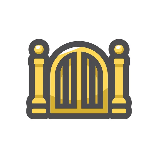 Golden holy gates Icono vectorial Ilustración de dibujos animados — Vector de stock