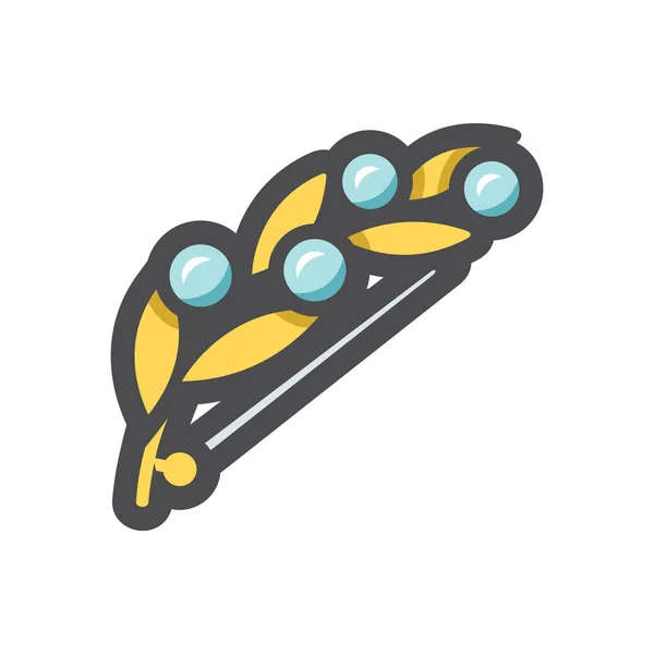 Joyas de broche de oro Icono vectorial Ilustración de dibujos animados — Vector de stock