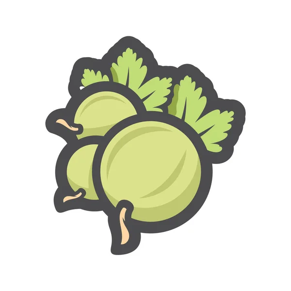 Green gooseberry berry Vector icon Cartoon illustration — Stock Vector