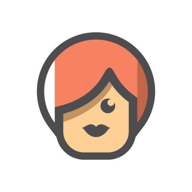 Kadınlar Modern Saç Vektörü Simgesi Çizimlerinin Başı.