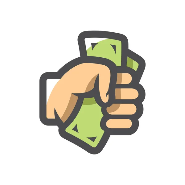 Geld in de hand Vector icoon Cartoon illustratie. — Stockvector