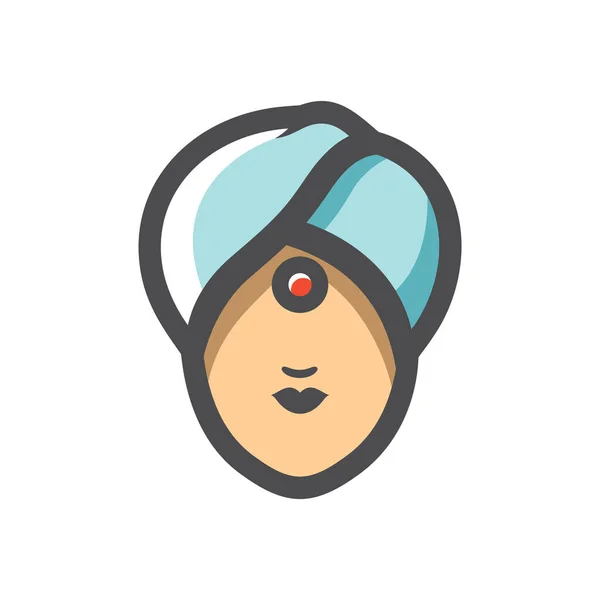 Indyjski dziewczyna głowa proste wektor ikona kreskówka ilustracja — Wektor stockowy