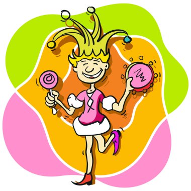 Princess buffoon with a tambourine clipart
