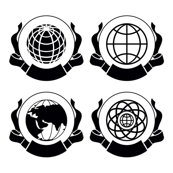 Uppsättning av emblem glober — Stock vektor