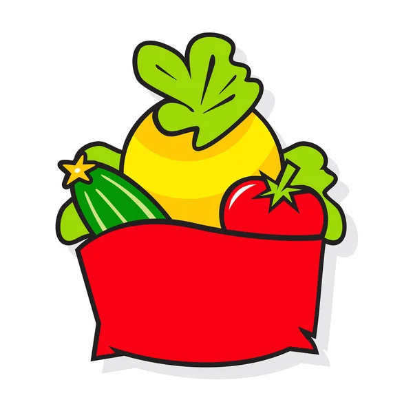 Canasta con logo de verduras — Vector de stock