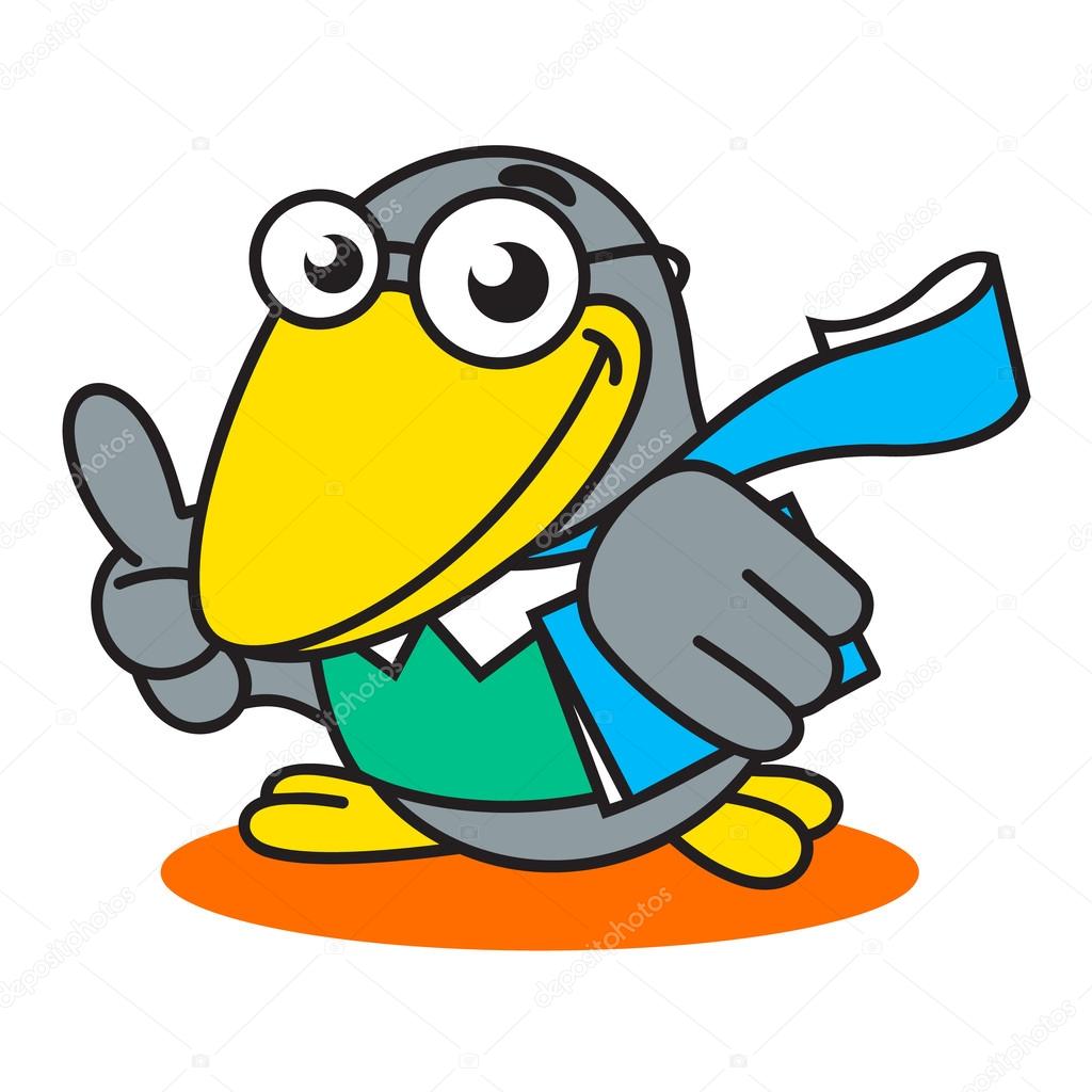 Bird expert sign Isolated on white background. Academic crow logo