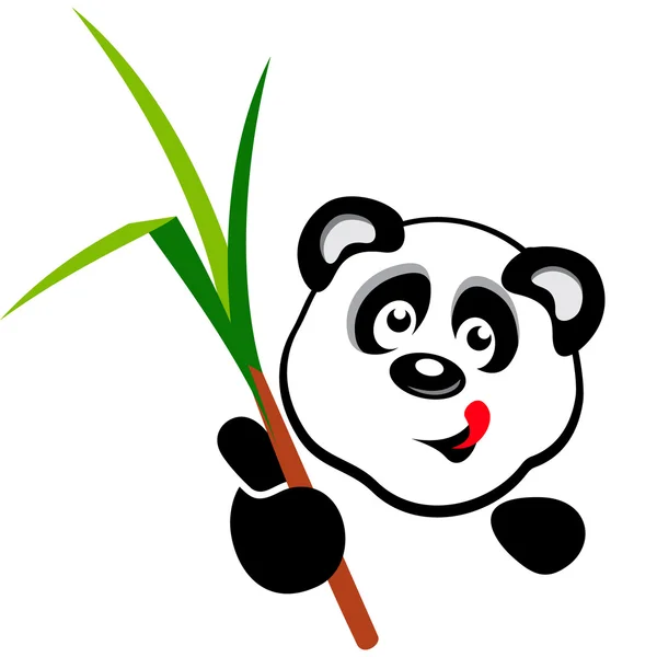 Panda con rama de bambú — Vector de stock