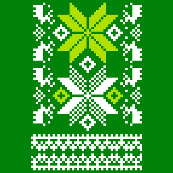 Green knitted Scandinavian scarf — Stock Vector