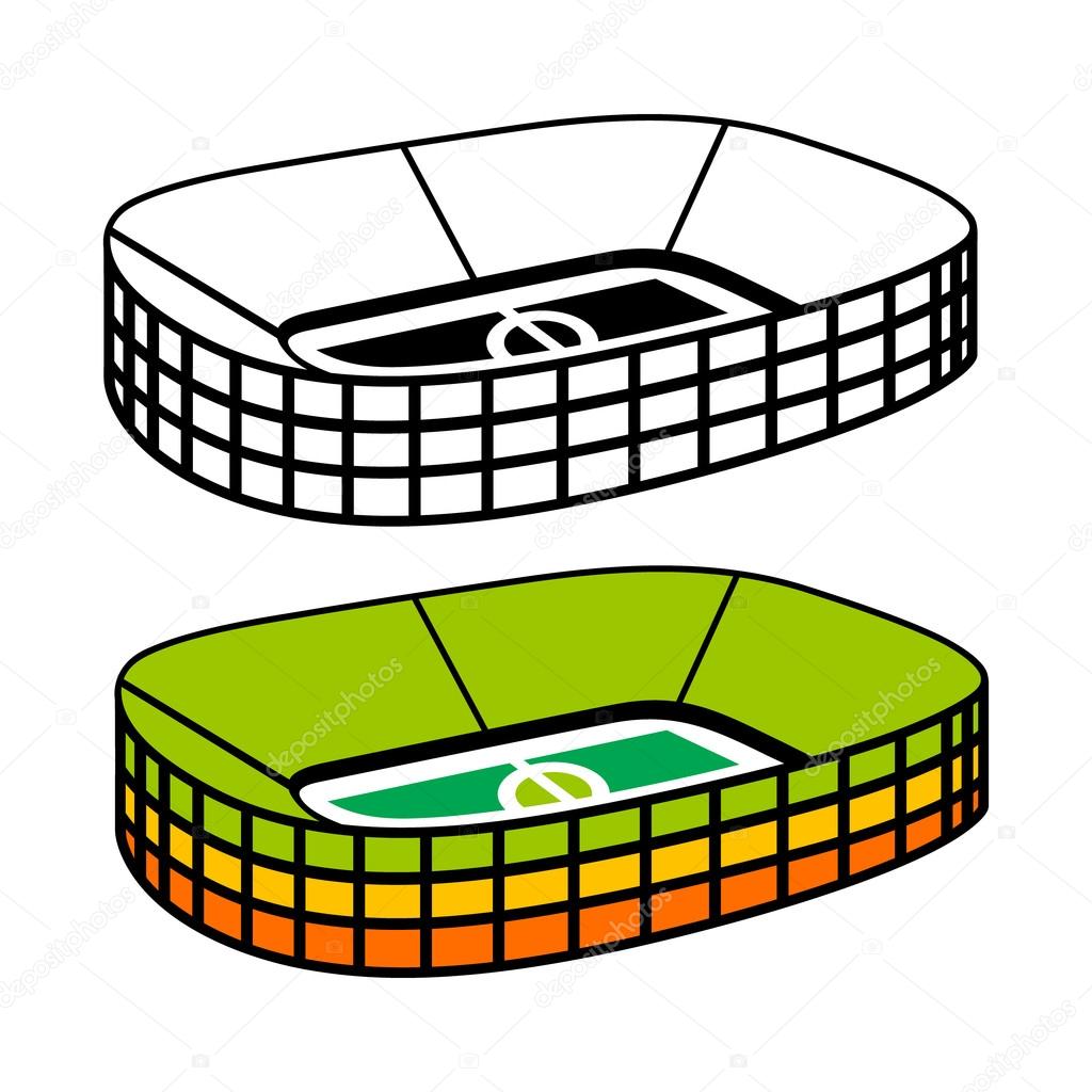 Soccer Stadium sign. Athletic football building on a white background