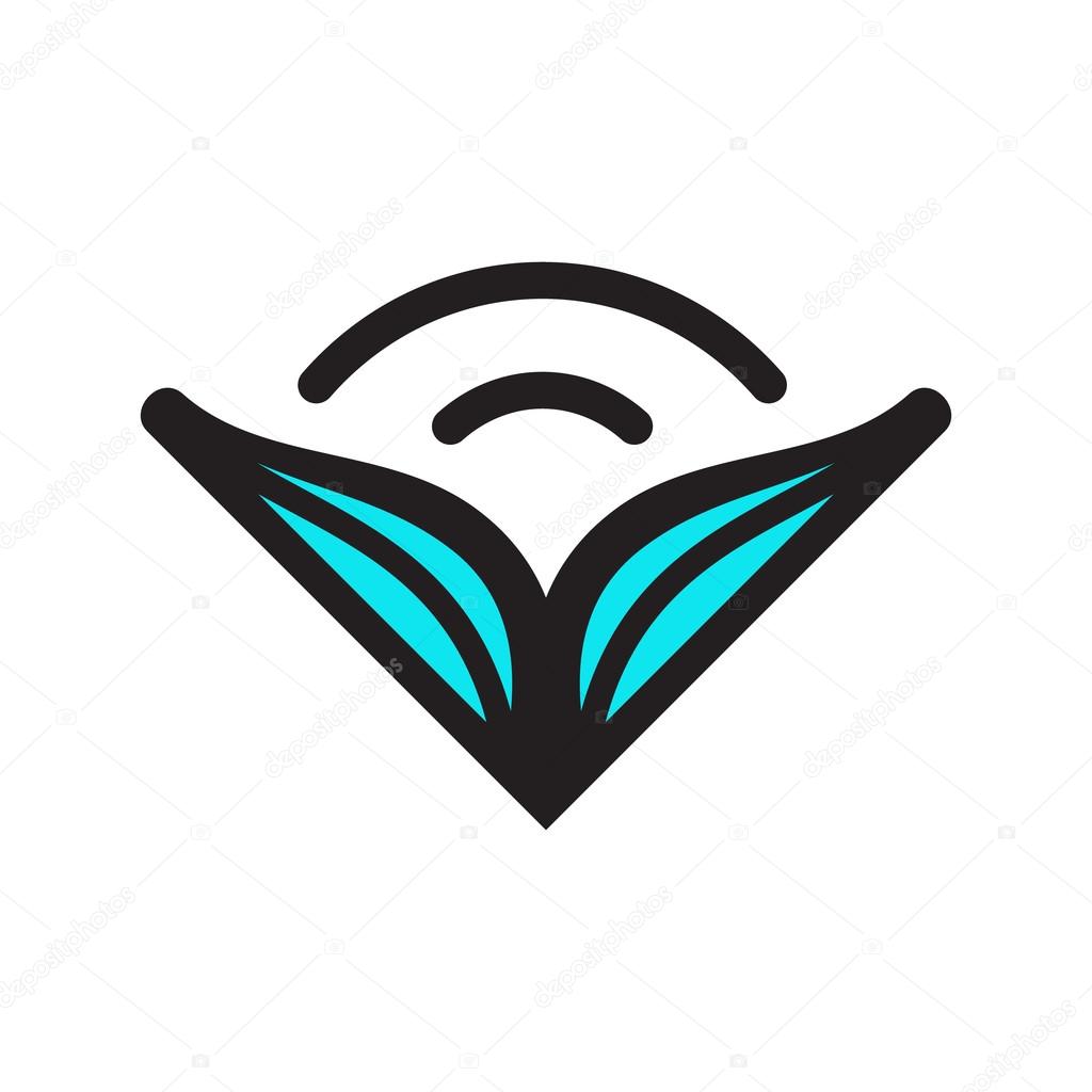 Wide-open audiobook sign. Branding identity corporate logo isolated on white background