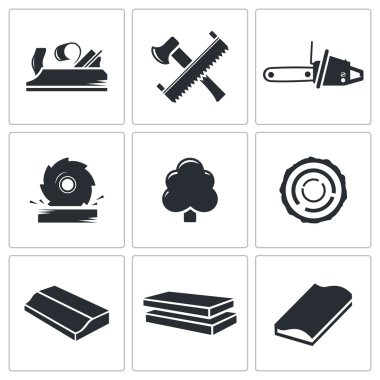 Ağaç işleme Icons set