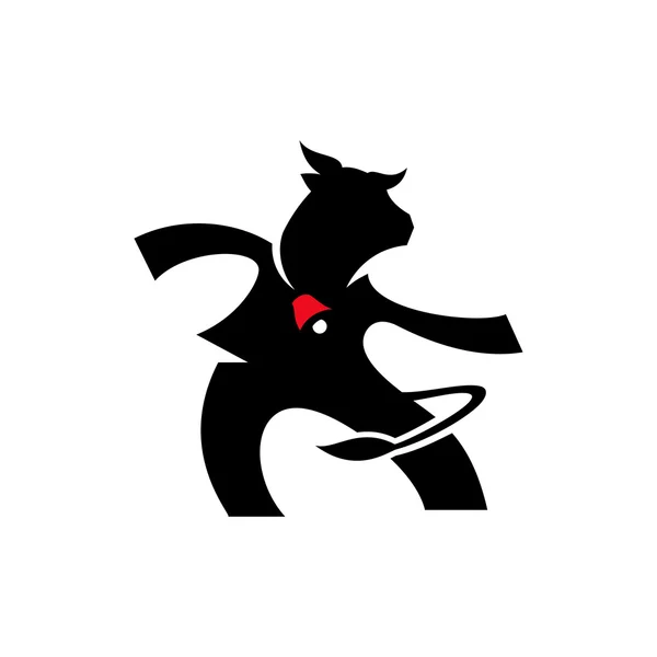 Signo de vaca bailando — Vector de stock