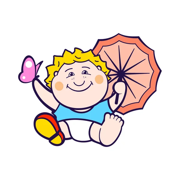 Kind mit Regenschirm — Stockvektor