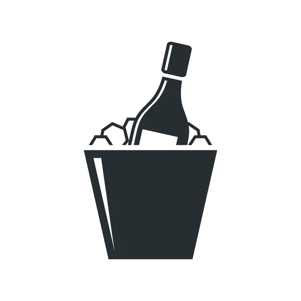 Láhev šampaňského v ledové vědro — Stockový vektor