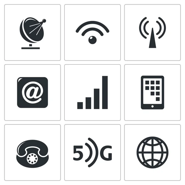 Communicatie en verbinding icons set — Stockvector