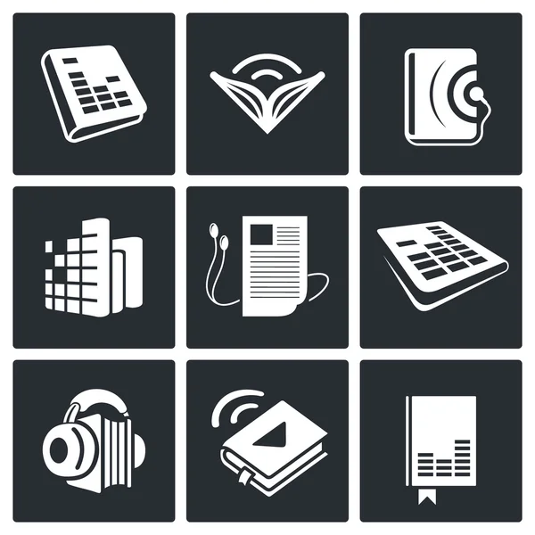 Conjunto de iconos de audio libro — Vector de stock