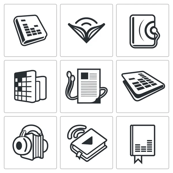 Colección de iconos de audio libro — Vector de stock