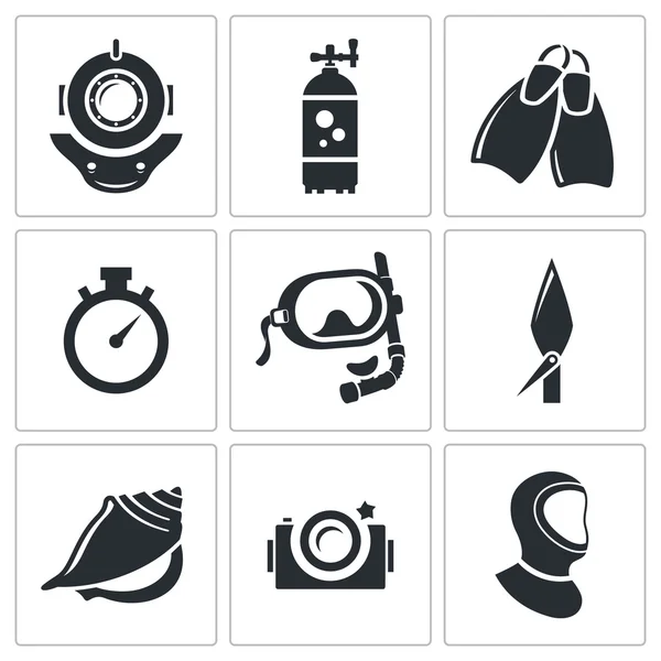 Diving icons set — Stock Vector