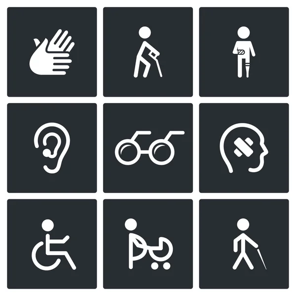 Disability Icons Set — Stock Vector