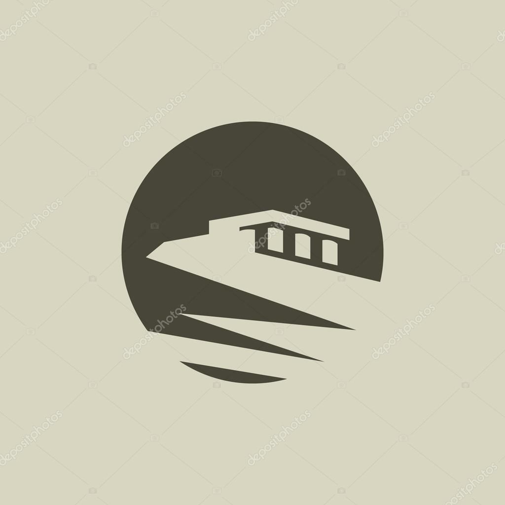 Abstract bird acropolis sign. Branding identity corporate logo isolated on light background