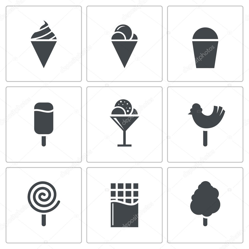 Sweets and ice cream icon set