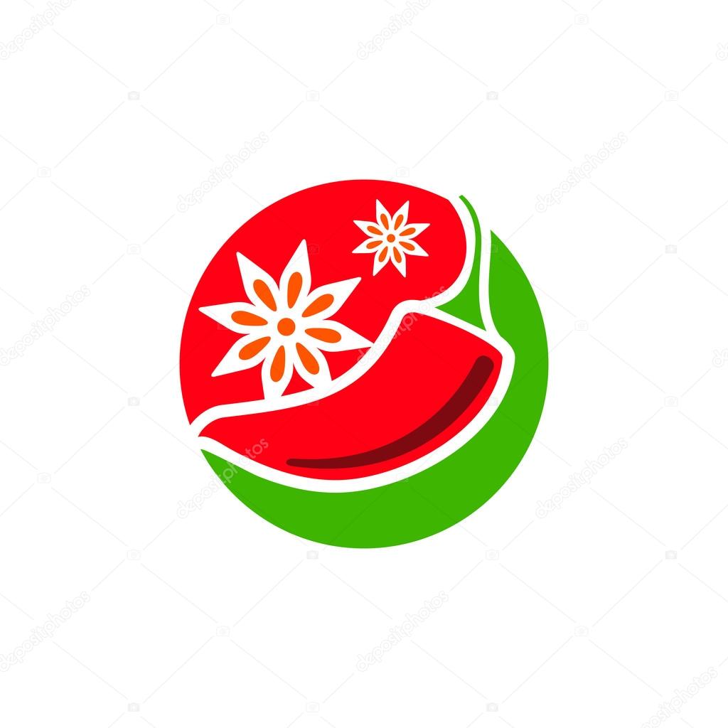 Seasoning pepper sign. Branding identity corporate logo isolated on white background
