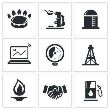 Gaz ticaret vektör Icon collection