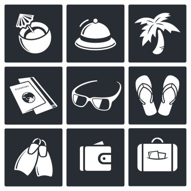 Seyahat, tatil, Icons set