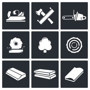 Ağaç işleme, el sanatları Icons set