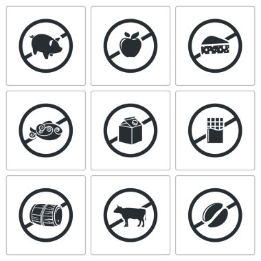 Prohibiting signs  Icons Set clipart