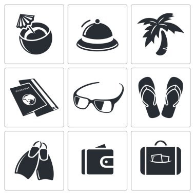 Seyahat, tatil, Icons set