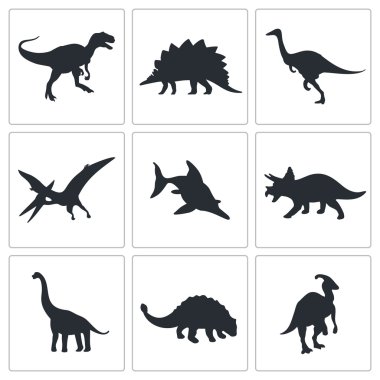 Dinosaurs, prehistoric icons set clipart