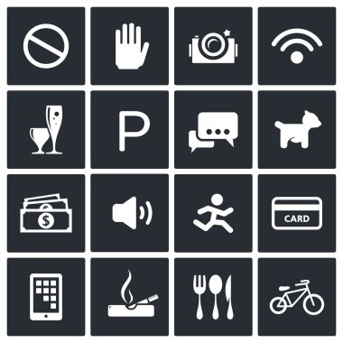 Yasak, yasak Icons set