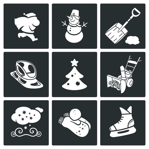 Año Nuevo e Iconos de Navidad — Archivo Imágenes Vectoriales