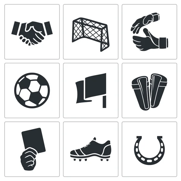 Fútbol, conjunto de iconos de fútbol — Vector de stock